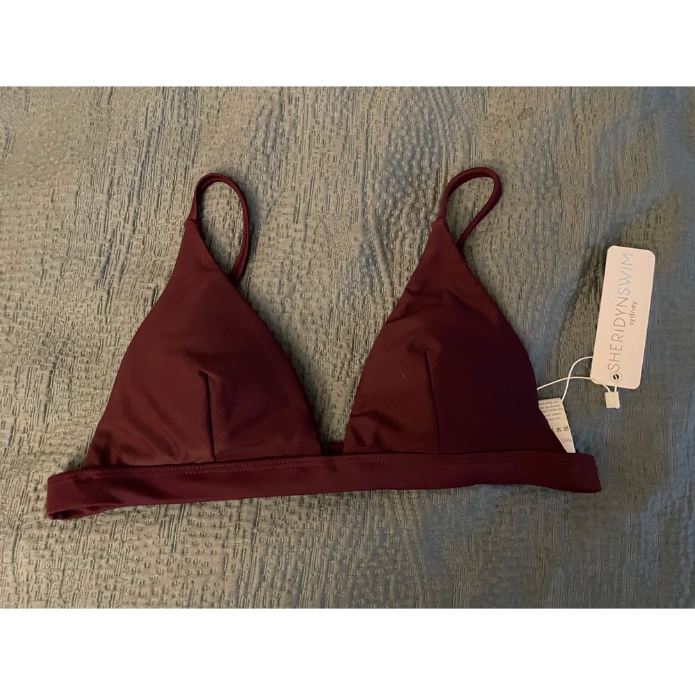 NWT SHERIDYN SWIM Burgundy Triangle Bikini (Sz S)